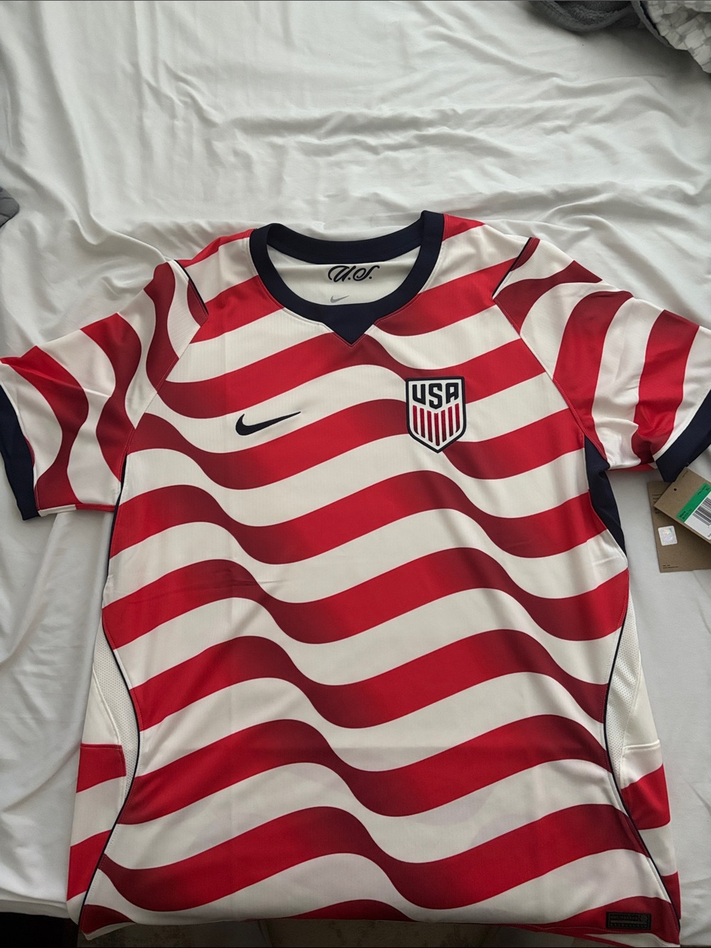 Nike USA Red and White Wave Soccer Jersey